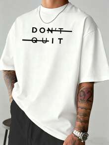 Zrgoth K-GLORY 男士休闲百搭简约英文标语印花短袖T恤 - 白色 - 查看 1