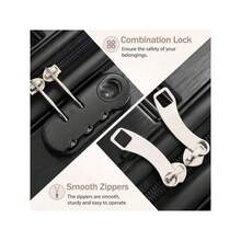 MERAX Hardshell Luggage Set 3 Piece Durable ABS+PC Travel Suitcase With Spinner Wheels For Men Women 20/24/28 Inch Black - Negro - Ver 7