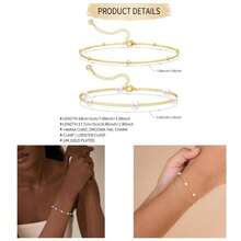 14K Gold Plated Pearl Bracelets Women, Dainty Bracelets Stack  Pearls Beaded Link Chain Charm Bracelets Set Layered Non Tarnish Tiny Cute Jewelry Women - 樣式-1 - 查看 2