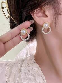 5对优雅简约百搭几何仿珍珠耳钉及复古花卉耳环套装，适合女士日常及节日佩戴