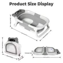 Senmeo 1PC Foldable Baby Bathtub With Thermometer & Soft Cushion - Portable Travel Tub For 0-36 Months Infants - Non-Slip, Floating Pad Included - Pink - View 6