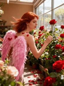 Valentine's Day Cupid Costume Props, Including Red Feather Wings, Heart-Shaped Sunglasses, Bow And Arrow, Halo Headpiece, Suitable For Holiday Events, Theme Parties, Masquerade Photo Props - Multicolor - View 5