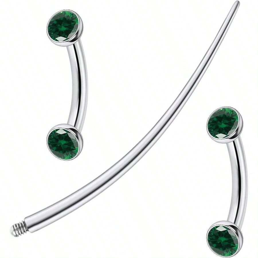 F136 Titanium 16g 6/8/10mm Eyebrow/Rook/Snug/Vertical - Labret/VCH/Snake - Eyes/Anti - Tragus/Christina/Daith/Belly - Button/Bridge/Hood/Surface Curved Barbell Piercing Jewelry Women Men - 6 mm (1/4 inch) + Màu xanh lá cây - Xem 1