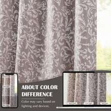Jinchan Blackout Curtains For Bedroom, Taupe Grey Scroll Floral Patterned Curtains 108 Inch Length For Living Room, Vintage Art Deco Drapes, Thermal Insulated Window Curtains Grommet 2 Panels - ColorC - 查看 3