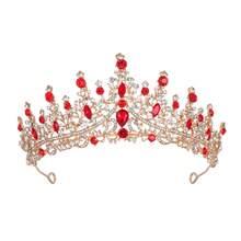 1件镶钻装饰合金水晶玻璃新娘皇冠，适用于婚礼皇家头饰。情人节配饰