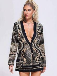 Women's Formal Heavy-Duty Vintage-Style Suit, Stylish And Elegant Brocade-Embroidered Coat, Essential For Festive Banquets - 黃色 - 查看 1
