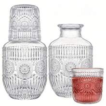 Bộ ấm trà và tách trà thủy tinh thanh lịch - Ấm trà và tách trà với họa tiết lá tinh tế, nắp thủy tinh - Lý tưởng cho trang trí nhà cửa, đồ dùng văn phòng, vật dụng cần thiết trong phòng ngủ, đồ thủy tinh trang trí và bộ đồ uống cao cấp. - Nhiều màu - Xem 3