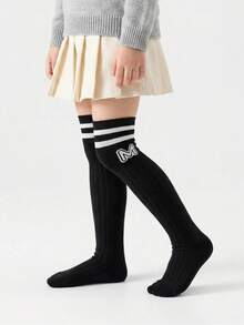 1双婴儿幼儿纯色过膝袜，休闲运动及校园风格及膝长袜，儿童女童四季皆宜 - 彩色 - 查看 19