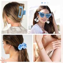 This Blue Bridesmaid Party Set Includes A Clear Makeup Bag, Sunglasses, Hair Clips, Hair Ties, And A Bracelet. It Is The Perfect Gift For Bridal Showers, Bachelorette Parties, Slumber Parties, And Girls' Nights Out.