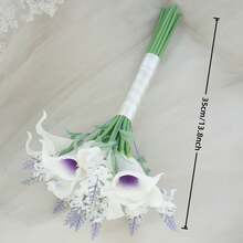 新娘婚礼伴娘捧花 白色人造马蹄莲手捧花束 婚礼摄影道具 派对仪式 周年纪念 家居装饰