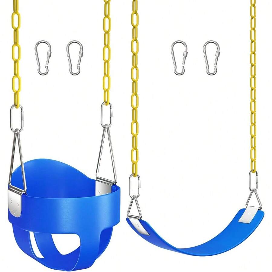 JCH- Set de Columpio para Niños Pequeños Columpio de Cubo Resistente con Cuerda Ajustable de Forma Linda con 250 LB y 150 LB de Capacidad Azul - Azul - Ver 1