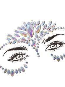 1sheet Night Light Face Gem Stickers, Acrylic Gems Stickers, Self-Adhesive Rhinestone Sticker For Party, Club,Halloween, Festival Face Decorations - Multicolor - View 9