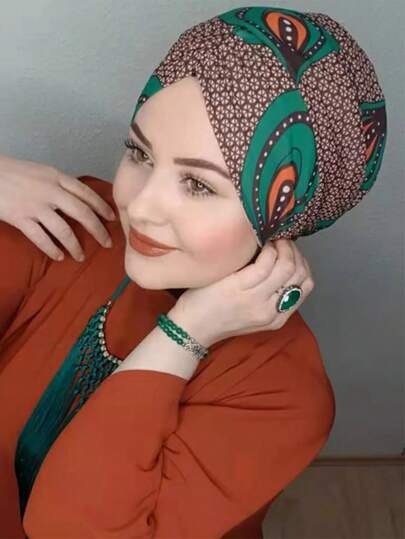 色彩缤纷的穆斯林头巾，柔软的伊斯兰女帽，即戴即用，休闲日常头巾，女士头巾，发带，交叉系带