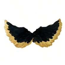 Women/Girls White, Black, Gold Feather Angel Wings With Elastic Band, Party Supplies - Multicolor - View 5