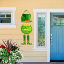 1件/2件装圣帕特里克节幸运四叶草挂牌装饰，适用于前门、墙壁、窗户、家庭派对四叶草悬挂装饰 - 彩色 - 查看 4