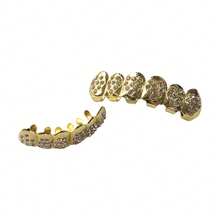 1 Set Personalized 6-Tooth Rhinestone Heart Upper & Lower Teeth Grillz, Unisex Fashion Hip Hop Teeth Jewelry For Daily Wear