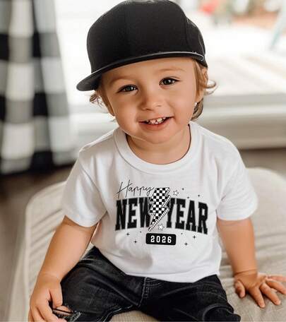 Camiseta estampada de cuello redondo para niños de Año NuevoHappy New Year 2026 Toddler Shirt - Retro Checker New Years Eve Tee - Minimalist New Year 2026 Kids-shirt,blusas de niña,blusas para niña,ropa de niña,san valentín niña,tops para adolescentes,k,playeras de niño,camisas para niño,ropa de niño,playera,rugby,ño,Año Nuevo