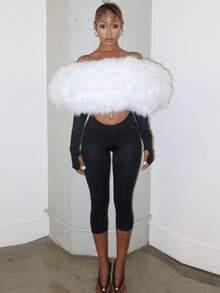 Women's Street Party Fashion Creative Street  Plush Stitching Tight Navel Jumpsuit - Black - View 1