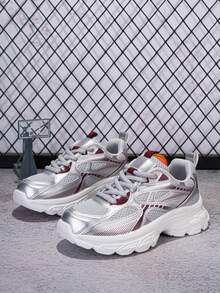 1 đôi giày thể thao buộc dây nhẹ, thoáng khí dành cho thanh thiếu niên, phối màu thời trang, phù hợp để mang hàng ngày, mùa xuân/thu. - Nhiều màu - Xem 2