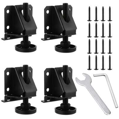 Set Of 4 Adjustable Wedges With Locking Nut - For Leveling And Adjusting Furniture Legs