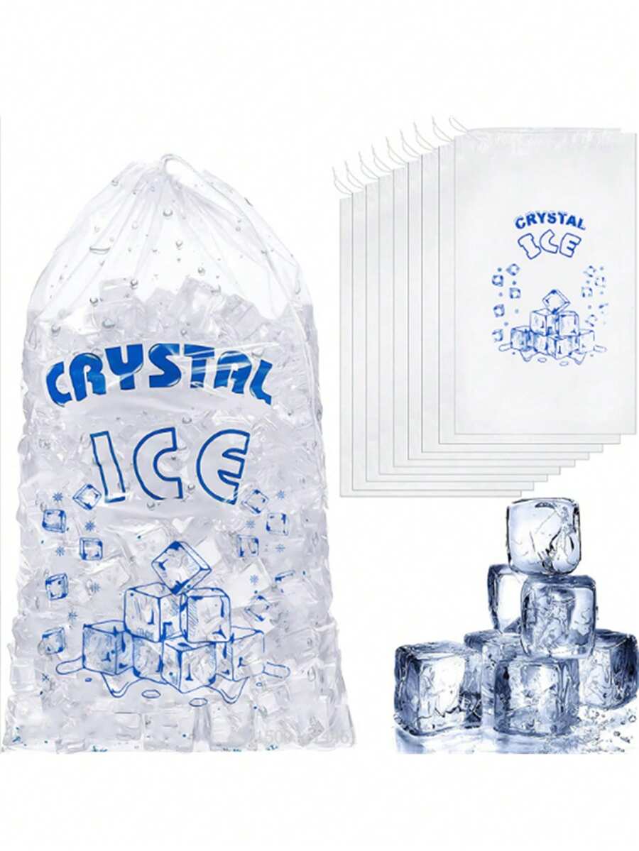 Disposable Transparent PE Drawstring Bags - Ice Bag And Ice Cube Storage Bags, Reusable Kitchen Packing Bags