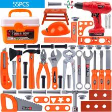 儿童建筑工具箱玩具套装，包含玩具钻头、拆卸工具和螺丝刀，培养儿童动手能力，模拟维修工具，可用于修理家用玩具，拼装玩具，男孩女孩皆宜的礼物，圣诞礼物 - 橘色 - 查看 14