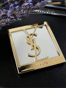 Yves Saint Laurent Gold Square Mirror, High-End Quality, Large Logo, Portable, Convenient For Makeup And Daily Use - Gold - View 3