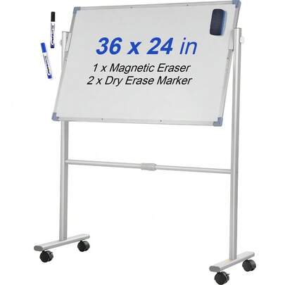 Mobile Dry Erase Board Magnetic Whiteboard W/ Stand 36"X 24" Double Sided