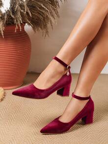 Spring New Fashion Valentine's Day Women's Pointed Toe Burgundy Minimalist High Heel Pumps, Casual & Comfortable