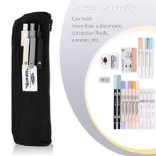 Pen Holder For Notebook, Pen Pouch For Notebook, Small Pen Holder With Adjustable Elastic Band, Slim Pencil Bag Journal Pen Holder Notebook Pen Holder, Zipper Pencil Pouch Makeup Bag - 黑色的 - 查看 3