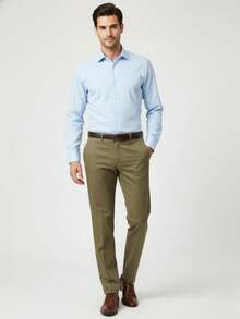 Men's 2-Piece Set - Men's Tailored Slim Fit Executive Polyester Dress Pants, Classic Formal, Lightweight And Stylish. - Xanh nâu - Xem 7