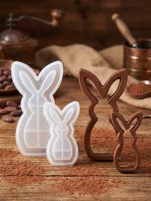 1个复活节装饰模具，空心兔子装饰巧克力模具，复活节蛋糕模具，兔子蜡烛模具，石膏树脂装饰模具 - 白色 - 查看 5