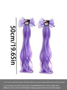 时尚儿童发饰 - 可爱卡通格子蝴蝶结树脂发夹 - 紫色 - 查看 4