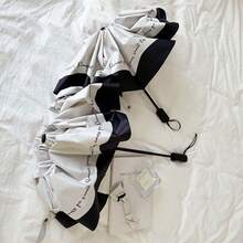 1pc Romantic French Style Automatic Umbrella, Black & White Trim, Versatile Sunshade & Rainproof, Artistic Design