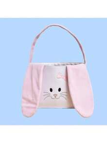 1pc Customized Name Printed Easter Decoration Cute Rabbit Ear Handbag, Plush Rabbit Easter Egg Storage Basket, Holiday Atmosphere Prop, Home Organizer Small Basket - Multicolor - View 6