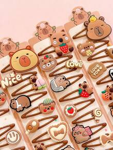 20pcs Cute Capybara Hair Clips - Colorful & Charming, Suitable For Girls - Multicolor - View 3
