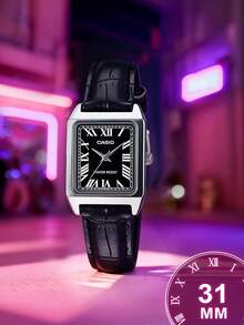 Casio (CASIO) Standard Series Roman Numeral Quartz Movement Genuine Leather Strap Japanese/Korean Style Ladies Watch, White Dial LTP-V007L-1B - Black - View 1