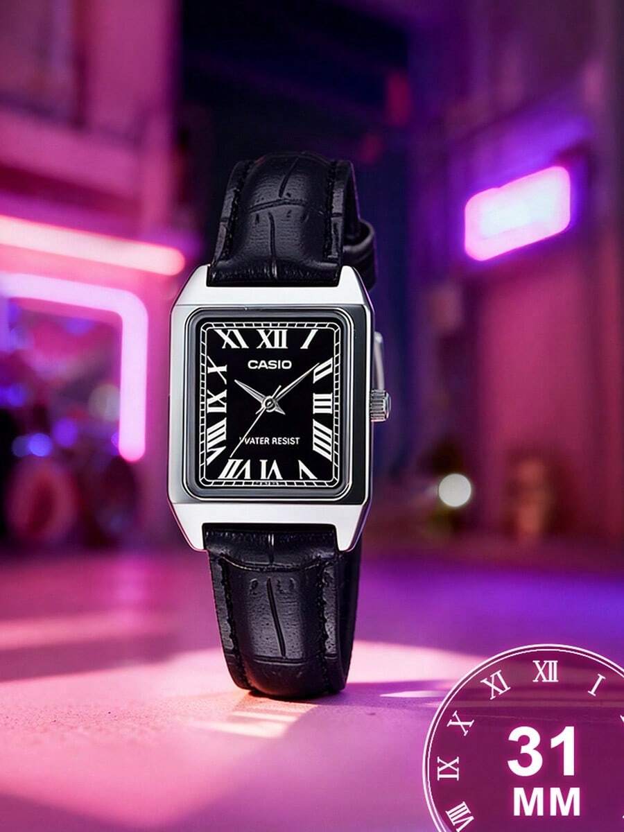 Casio (CASIO) Standard Series Roman Numeral Quartz Movement Genuine Leather Strap Japanese/Korean Style Ladies Watch, White Dial LTP-V007L-1B - Black - View 1