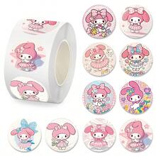 1卷/500张 日本卡通人物粉色兔子贴纸 卷贴纸 奖励账户贴纸 材质封条胶带，节日礼物，可爱又实惠，营造惊喜感，送朋友的礼物（随机风格） - 彩色 - 查看 2