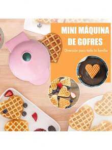Waflera Eléctrica Para Waffles En Forma De Corazon Portatil ,i de 350 vatios y 4 pulgadas con revestimiento antiadherente en forma de corazón rosa, horno para hacer wafles, pasteles de huevo con burbujas, desayuno en forma de corazón, electrodoméstico de cocina - Tipo de Enchufe A USA (110-127V) - Ver 3