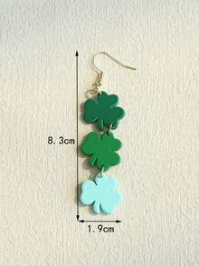 1 Pair Women's St. Patrick's Day Clover Teardrop Acrylic Dangle Earrings, Cute & Elegant For Holiday Party