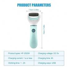 Limador de pies inalámbrico recargable por USB, removedor portátil a prueba de agua para callosidades, tratamiento de talones agrietados y herramientas de cuidado de los pies - Multicolor - Ver 4