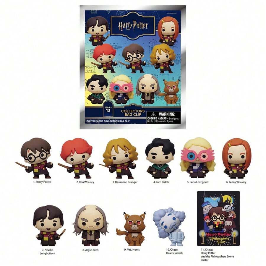 Warner Bros 1个哈利波特官方授权第13系列盲盒钥匙扣，随机3D角色，包括哈利、赫敏、罗恩、卢娜、金妮、汤姆，趣味收藏包包背包挂饰，新年情人节惊喜礼物，送给哈利波特粉丝 - 駝色 - 查看 1