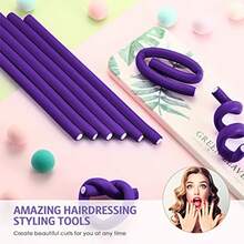 YQQ 30 Pcs 7'' Flexible Curling Rods Twist Foam Hair Rollers Soft Foam No Heat Hair Rods Rollers And 1 Steel Pintail Comb Rat Tail Comb For Women Long Short Hair Purple7 X 0.3 Inch2179 - 7x03英寸 - 查看 5