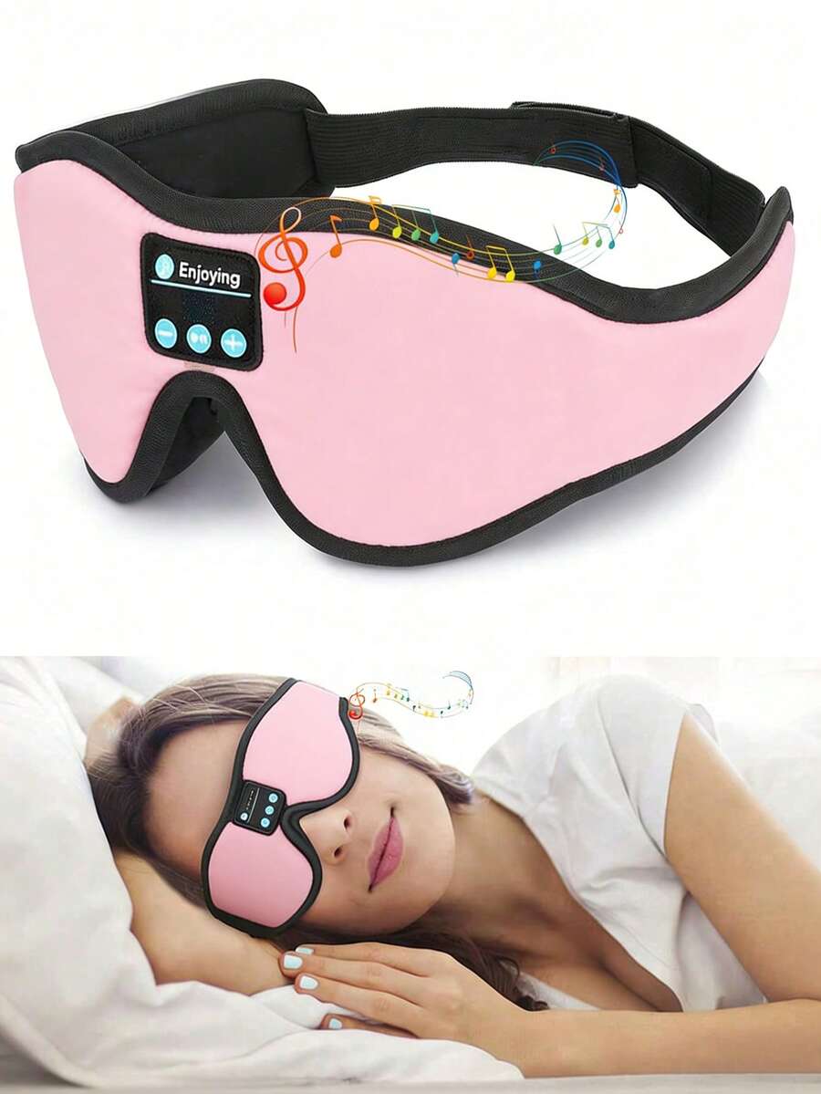 Mặt nạ ngủ không dây 3D tích hợp tai nghe, băng đô nghe nhạc không dây, hoàn hảo cho người ngủ văn phòng, tập yoga, du lịch, thiền định, người mất ngủ. Món quà Valentine/quà năm mới tuyệt vời dành cho phụ nữ. Màu hồng.