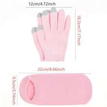 保湿触屏手套、足部护理袜、秋冬季日常护肤配件、可重复使用，是节日和新年送给亲朋好友的理想礼物 - 彩色 - 查看 8