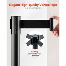 4Pcs Stanchion Post Crowd Control 4 Retractable Belts Sand Injection Base - Default - View 6