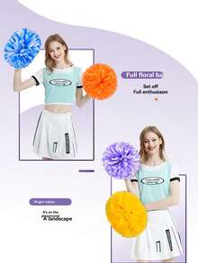 1pc Matte Solid Color Cheerleading Pom Poms, Basketball PE Class Cheer Pom Poms, Dance & Gymnastics Competition Props, Team Activity Cheering Accessories, Suitable For Various Stage Events Double-Sided Pom Poms