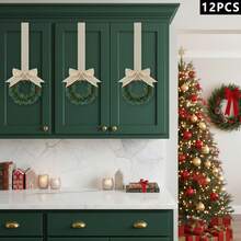 Christmas Kitchen Cabinet Wreath Hanging Mini Wreath With Ribbon Bows And Berries For Wall Front Door Party Decorations - B - View 6