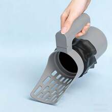 1个PP材质多功能猫砂铲，可拆卸大容量猫砂盆，附赠4卷垃圾袋，方便的猫砂清洁工具 - 灰色 - 查看 4